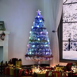 The Seasonal Aisle White Artificial Christmas Tree with 26 Multi-Coloured Lights with Stand Blue;White 5.91ft H Image