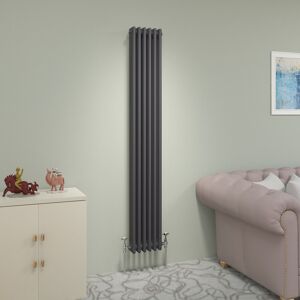 Belfry Heating Valery Vertical Traditional 3 Column Cast Iron Style Designer Radiator Anthracite 180cm H x 29cm W Image