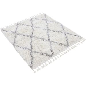 Carpetfine Eddy Shaggy Boho White Rug White Square 150cm Image