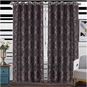 Rosalind Wheeler Derzon Room Darkening Grommet / Eyelet Curtain Pair Black 117cm Width x 183cm Drop Image