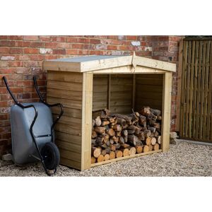 Forest Garden 197.5cm W x 80.8cm D Solid Wood Log Store Natural 152.5cm H X 197.5cm W X 80.8cm D Image