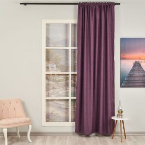 Lilijan Home & Curtain Extra Long & Extra Wide Faux Linen Decorative Curtain Single Panel Purple 280cm Width x 225cm Drop Image