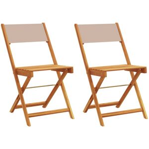 Lark Manor Vidaxl bistro chairs made of solid acacia wood and fabric Taupe 80cm H X 41cm W X 52.5cm D Image