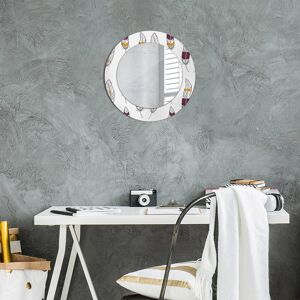 East Urban Home Huldar Round Glass Framed Wall Mounted Accent Mirror White Feathers 50cm H x 50cm W Image