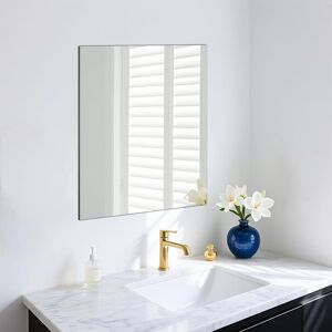 Latitude Run Wall Mirror 50 X 40 Cm Stick On Mirror For Walls, Self Adhesive Frameless HD Large Glass Mirrors Silver 50cm H X 40cm W X 0.2cm D Image