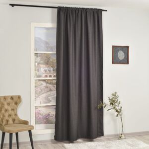 Lilijan Home & Curtain Extra Long & Extra Wide Faux Linen Decorative Curtain Single Panel Anthracite 140cm Width x 265cm Drop Image