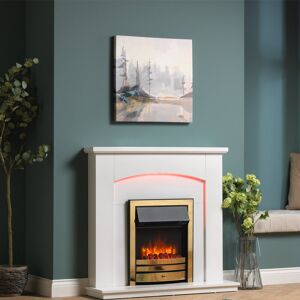 Castleton Fires & Fireplaces Clayton Electric Fire Brass 103cm H X 103.3cm W X 32.5cm D Image