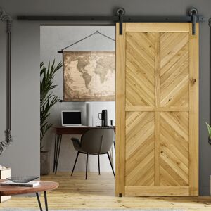 Gracie Oaks Waldo Solid Oak Wood Barn Door Unfinished 100cm W X 210cm H Image