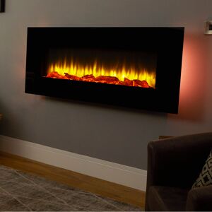Castleton Fires & Fireplaces Wall Mounted Electric Fire Black 55cm H X 127cm W X 14cm D Image