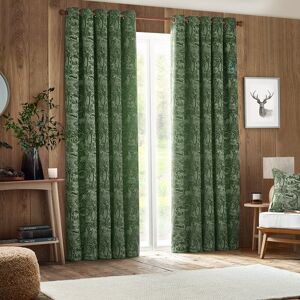furn. Polyester Room Darkening Curtain Pair Green 229cm Width x 137cm Drop Image