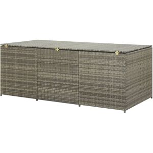 Dakota Fields Bochov Garden Storage Box Poly Rattan 180x90x70 cm Grey 70cm H X 180cm W X 90cm D Image