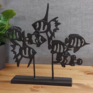 Highland Dunes ANGEL FISH SHOAL Iron Ornament 33cm Mocha 33cm H X 37cm W X 6cm D Image