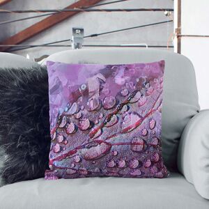 East Urban Home Dewdrops upon a Lilac Leaf in Abstract Cushion with Filling Stone 55cm H x 55cm W x 20cm D Image