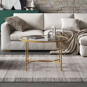 Fairmont Park Glass Round Coffee Table Gold 43cm H X 80cm W X 80cm D Image