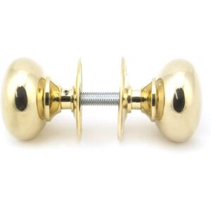 From The Anvil 57mm Mushroom Mortice/Rim Knob Set Polished Brass 5.7cm H X 5.7cm W Image