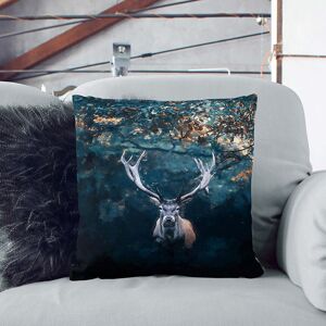 East Urban Home Deer Stag in the Forest in Abstract Cushion with Filling 55cm H x 55cm W x 20cm D Image