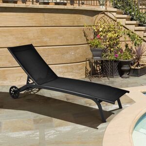 17 Stories Lasonja Reclining Sun Lounger Black 165cm L Image