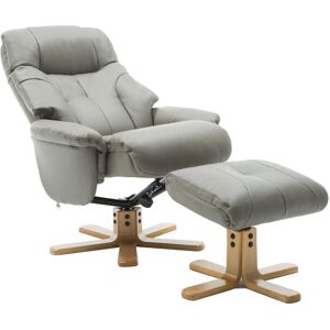 Marlow Home Co. Billings Faux Leather Manual Swivel Recliner with Ottoman Grey 107cm H X 80cm W X 84cm D Image