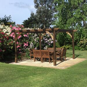 Dakota Fields Baudel Solid Wood Pergola Rustic Brown 8 ft x 8 ft Image