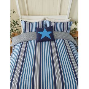 Helena Springfield Beach House Stripe Cotton Duvet Cover Set Blue Super King Duvet Cover + 2 Pillowcases Image
