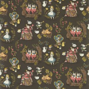 Disney x Sanderson Alice in Wonderland Chocolate 10.05m x 68.6cm Matte Wallpaper Roll Brown 10.05cm L X 68.6cm W Image