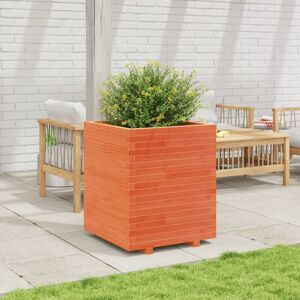Vidaxl Garden Planter Wax Brown 60X60x49.5 Cm Solid Wood Pine Wax Brown 72.5cm H x 60cm W x 60cm D Image