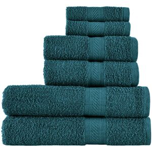 Ebern Designs Nanhey Cotton Bath Towels - Set of 6 Teal Washcloth;Hand Towel;Bath Towel Image