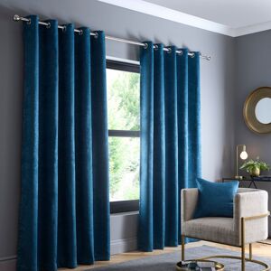 Fusion Strata Polyester Room Darkening Grommet / Eyelet Curtain Panel Teal Width 229 x Drop 275 cm Image