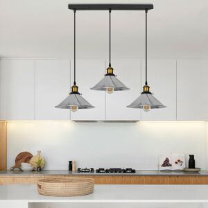 Modern Industrial Latshaw 3-Light Island Cone Ceiling Pendant – Adjustable Lighting for Kitchen & Dining Rooms by Mercury Row Chrome 113cm H X 50cm W X 22cm D Image