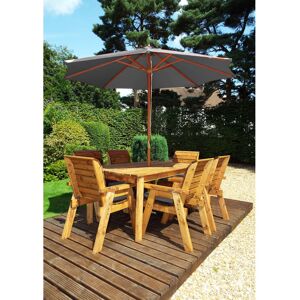 Union Rustic Faulkner 6 Seater Dining Set with Cushions and Parasol Grey 6 Image