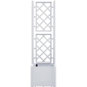 17 Stories Lucretia Plastic Self-Watering Planter Box with Trellis White 142cm H X 43cm W X 43cm D Image