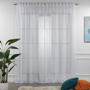 Lilijan Home & Curtain Extra Long & Extra Wide Faux Linen Sheer Curtain Panels White 140cm Width x 425cm Drop Image
