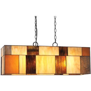 Corrigan Studio Mykonos 2-Light Square/Rectangle Pendant Beige/Amber Glass 25cm H X 80cm W X 80cm D Image