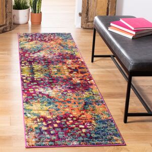 Safavieh Power Loom Pink/Yellow/Purple Rug Yellow;Pink;Purple Runner 66 x 366cm Image