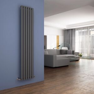 Belfry Heating Tyra Vertical Oval Panel Radiator Anthracite 180cm H x 36cm W x 5.8cm D Image