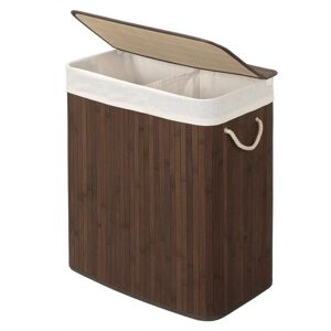 Rio Divided Bamboo Laundry Basket with Lid Brown 61.5cm H X 51.5cm W X 31.5cm D Image