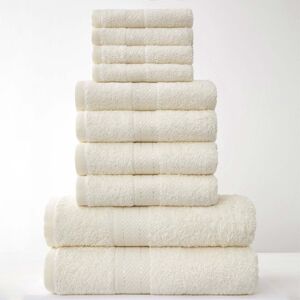 Latitude Run 100% Cotton Bath Towels - Set of 10 Cream Washcloth;Hand Towel;Bath Towel Image
