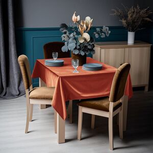 Lilijan Home & Curtain Matte Velvet Square Tablecloth Yam Orange 132cm W x 396cm L Image