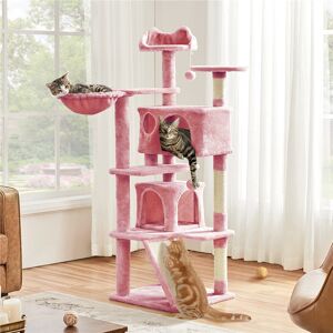Yaheetech 139cm Cat Condo Pink 146cm H X 48.5cm W X 48.5cm D Image