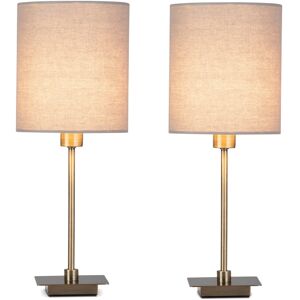 Fairmont Park PAIR (2X) DARWEN Square Stick ANTIQUE BRASS CW GREY#113 SHADE Grey 40.5cm H X 16cm W X 16cm D Image