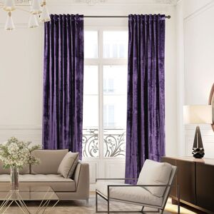Lilijan Home & Curtain Blackout Thermal with Liner Extra Long & Extra Wide Shiny Velvet Decorative Curtain Panel Purple 140cm Width x 200cm Drop Image
