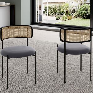 17 Stories 2 Alecsis Side Chairs in Grey Black 75cm H X 53.5cm W X 51cm D Image