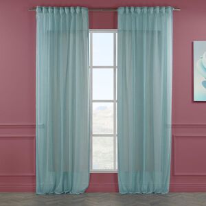 Lilijan Home & Curtain Extra Long & Extra Wide Faux Linen Sheer Curtain Panels Blue 140cm Width x 225cm Drop Image