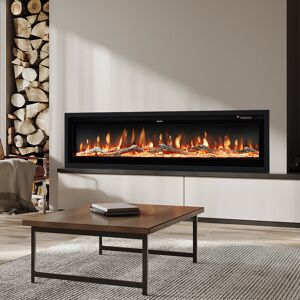 Wade Logan Ketilfrith Electric Fireplace with Remote Included, 12 Flame Colours, and 1800W Black 34.1cm H x 127cm W x 14.2cm D Image