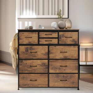 Borough Wharf Alrai 10 Drawer 100Cm W Chest Of Drawers Industrial Rustic Brown Bedroom Furniture Brown 98cm H X 100cm W X 30cm D Image