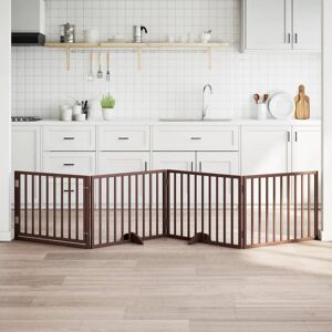 Archie & Oscar Dog Gate With Door Foldable 4 Panels White 320 Cm Poplar Wood Brown 60cm H x 320cm W x 2cm D Image