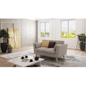 Hashtag Home Sofa 2 Seater with Wooden Legs In Scandinavian Style Kamille Dark Beige 90cm H X 152cm W X 89cm D Image