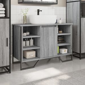 DEvidaxl 9-5 Bathroom Sink Cabinet 91x35x60 cm Engineered Wood Grey/Sonoma 600mm H X 910mm W X 350mm D Image