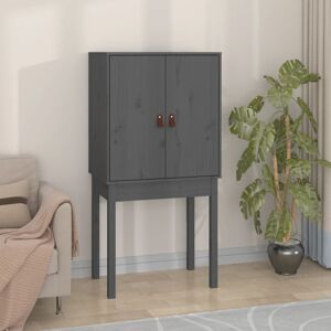 17 Stories Kaleema 60 Cm Wide Pine Solid Wood Highboard Grey 120cm H X 60cm W X 40cm D Image