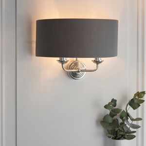 Fairmont Park Landover 2 - Light Dimmable Armed Sconce Bright Nickel/Charcoal 25cm H X 35cm W X 18cm D Image